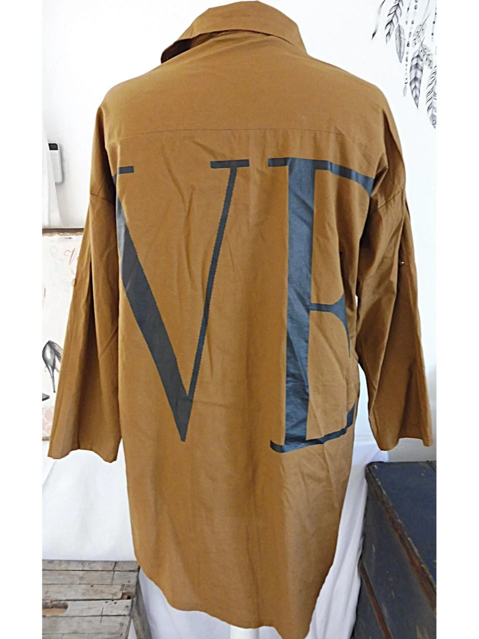 🤎 Oversized Camel Overhemd "LOVE" Made in Italy Eenmalige maat (46-50) 🤎 – photo 4